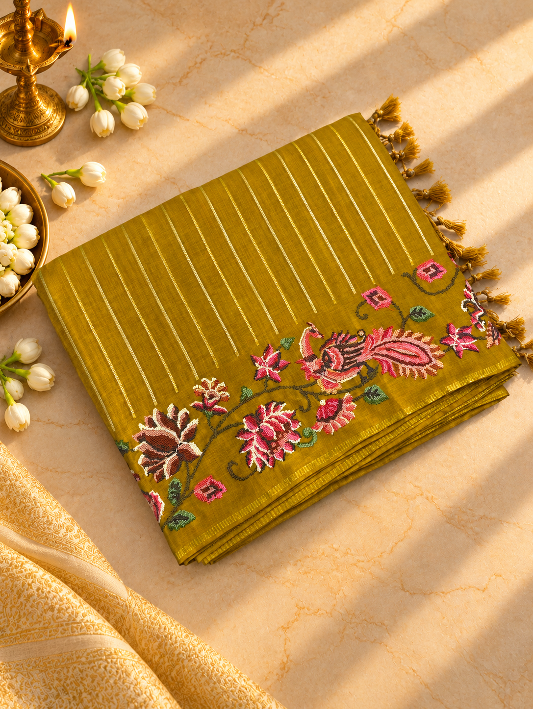 Pure Tassar Saree With Embroidery - 901985