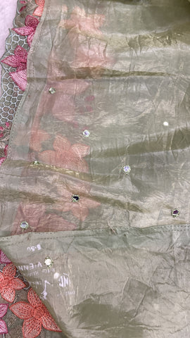 Pure paper crush organza saree