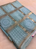 Plain body design modal silk saree with bandhini design pallu- 902263 Aqua blue