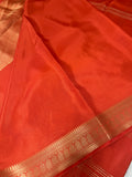 Pure Mix Mysore Crepe Silk Saree- Orange