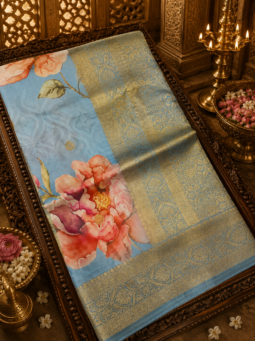 Digital Print Concept In Premium Semi Kanchipuram Silk Saree