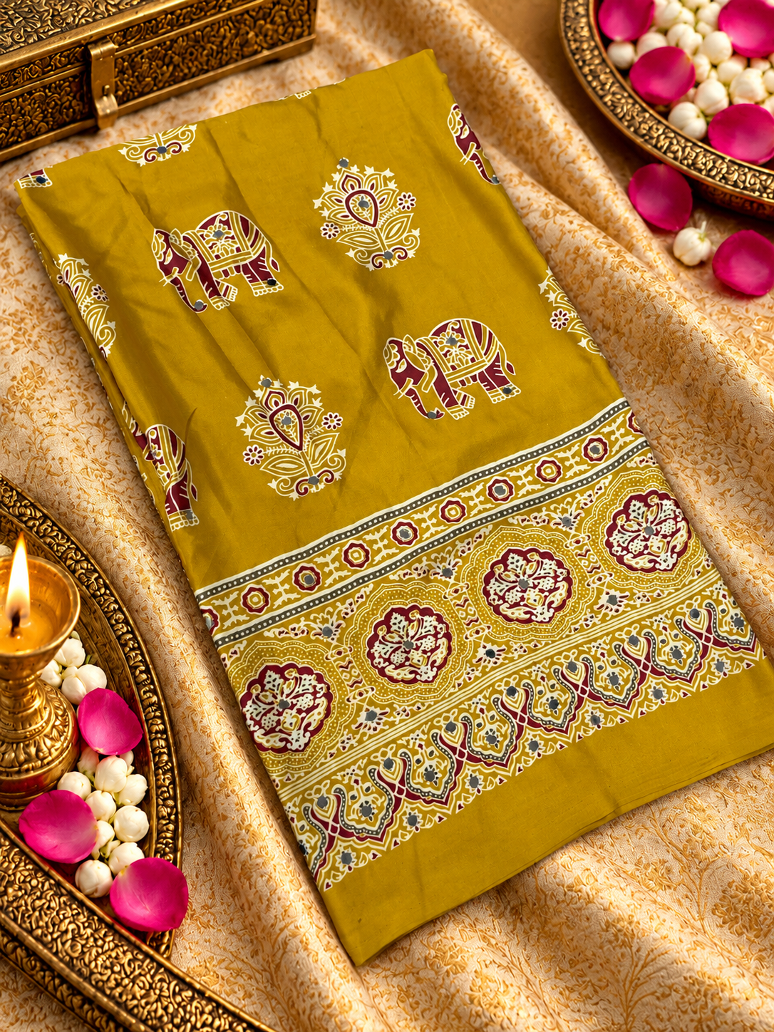 Premium Semi Modal Saree With MirrorWork - 902754