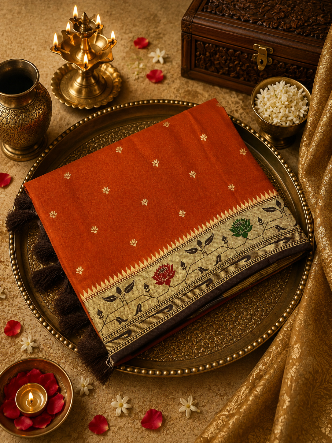Premium Russian Silk Saree With Paithani Border