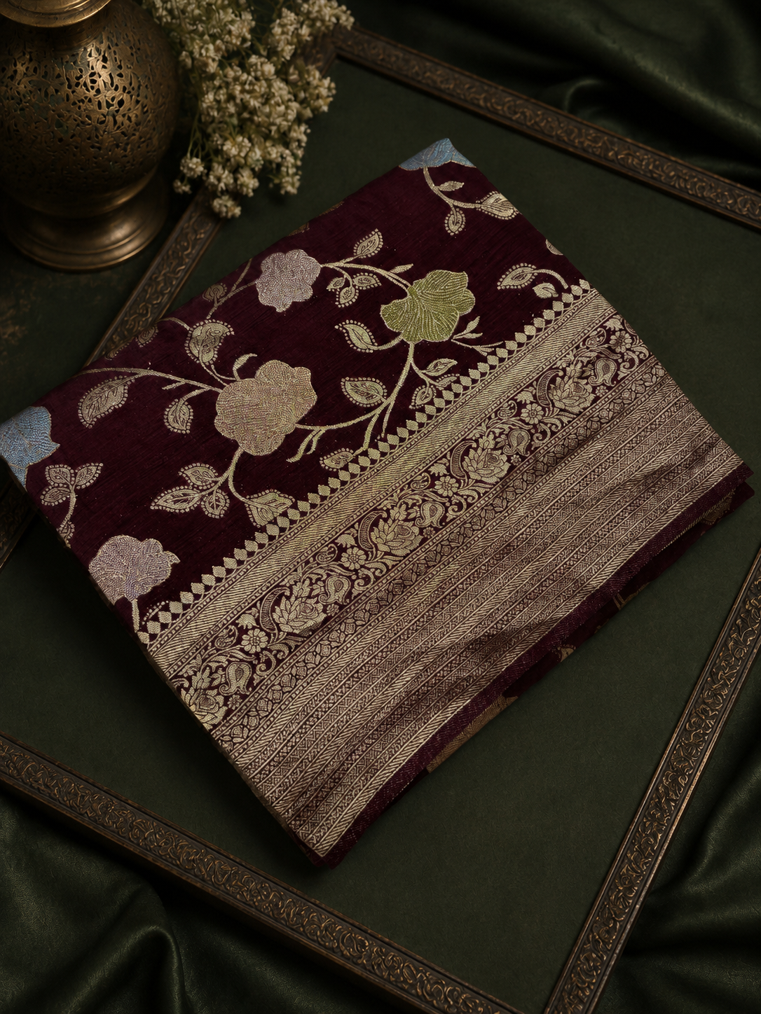 Premium Heritage Cotton Saree(Dark)