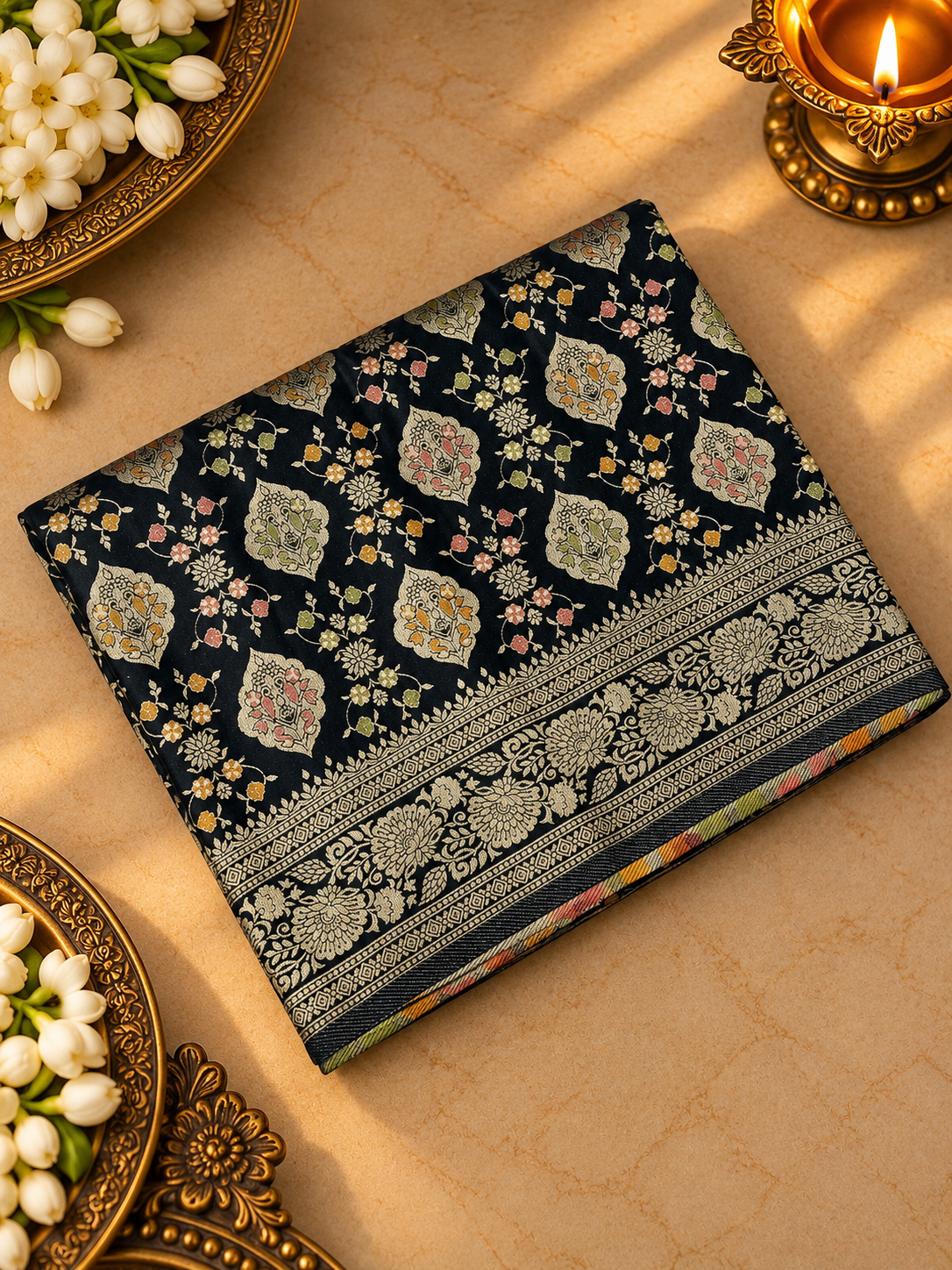 Premium Banarasi Crepe Satin Silk Saree - 902692