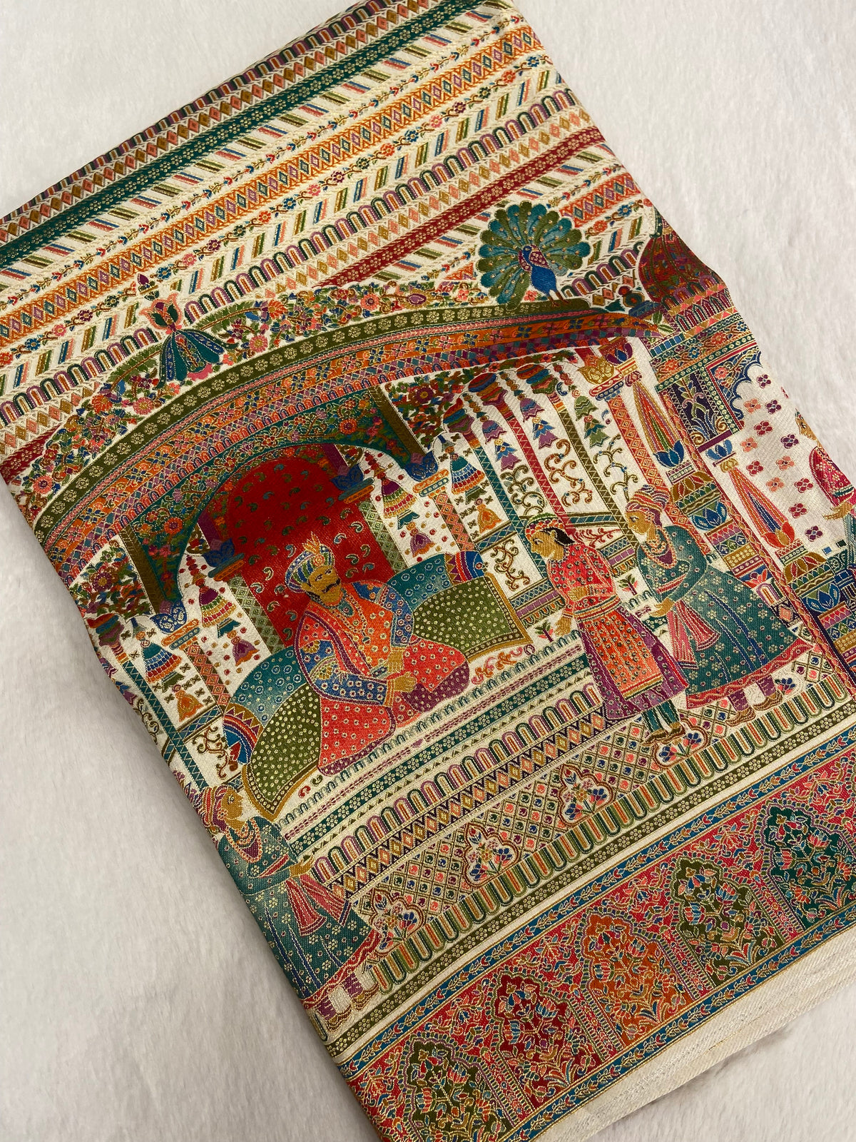 Premium Banarasi crepe Kalamkari saree