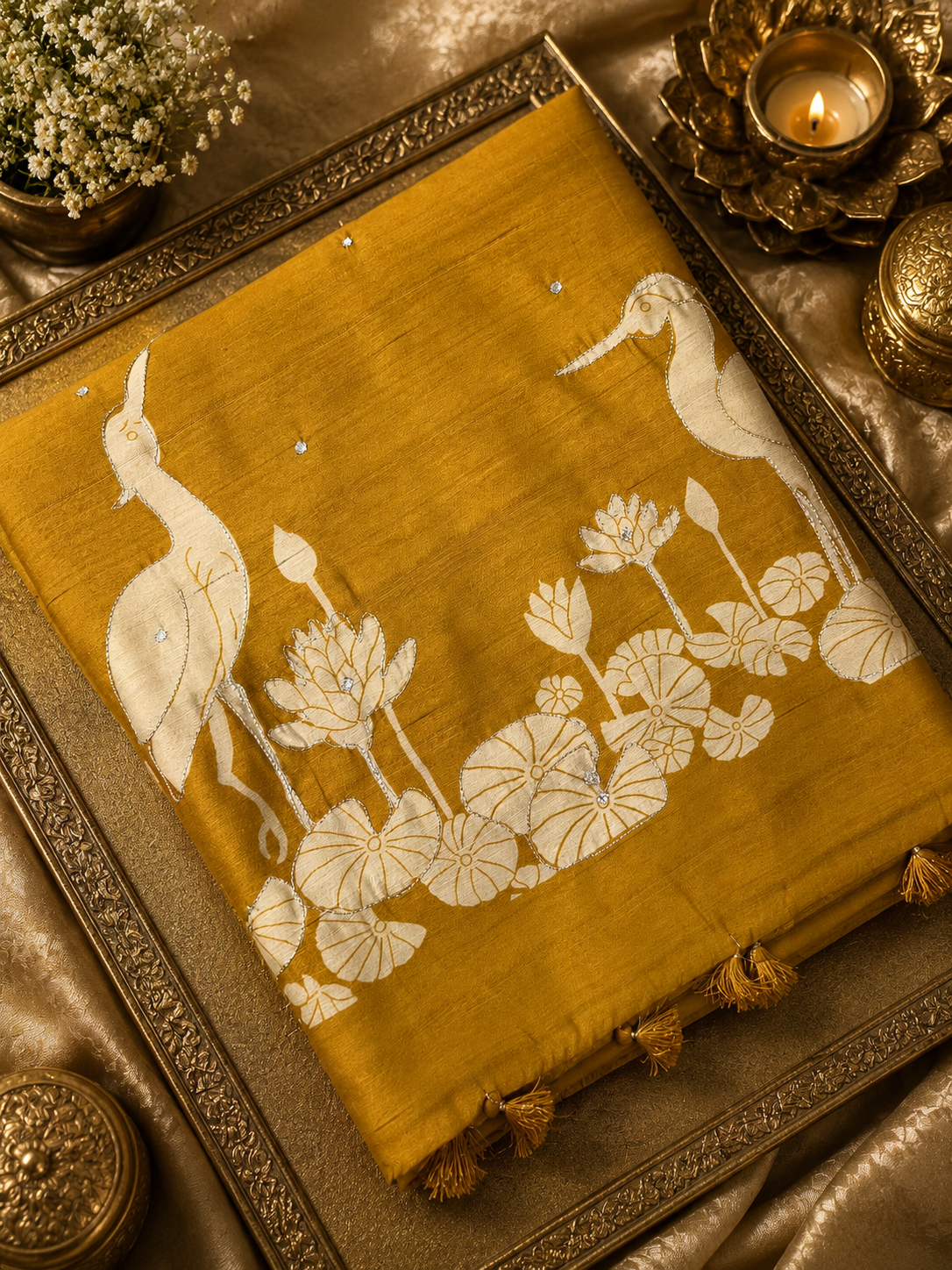 Premium Butter Silk Saree With Appliqué Zari