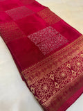 Pure Chinnon crepe Saree- 902541 Reddish pink