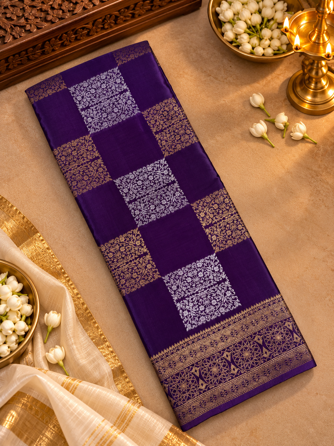Pure Chinnon crepe Saree- 902541 Purple