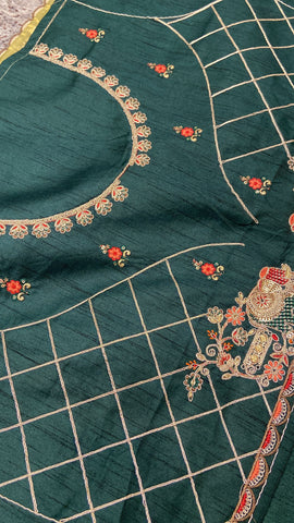 Bridal Soft Tissue Saree With Scallop Border💚