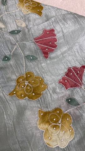 Pure paper crush organza saree