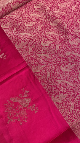 Premium crepe satin silk saree (pink)