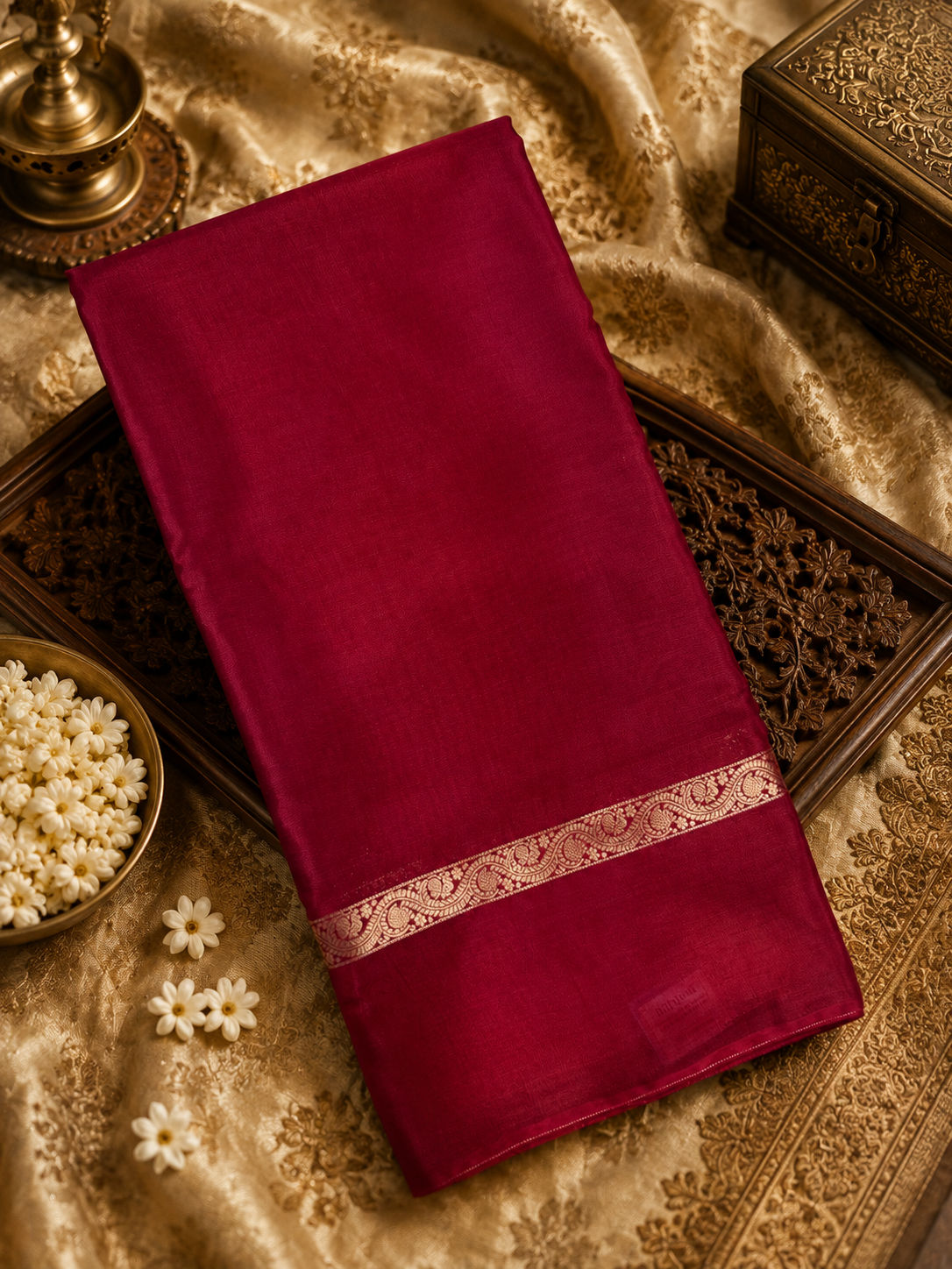 Pure Mix Mysore Crepe Silk Saree- Maroon
