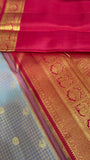 Pure Kanjeevaram Silk Saree- Silk mark certified- PS2371 Grey-Blue dual tone