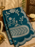 Premium Russian Silk Saree with Scalloped border