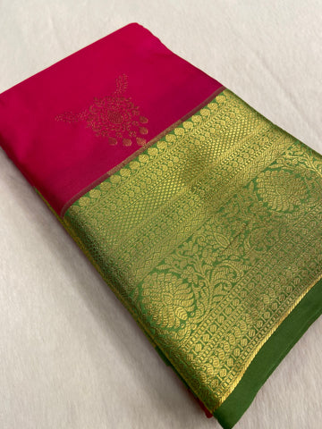 Premium Mini Kanchi Silk Saree (Pink)