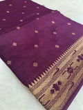 Premium Quality Tussar Saree in Paithani Weaves (Wine)