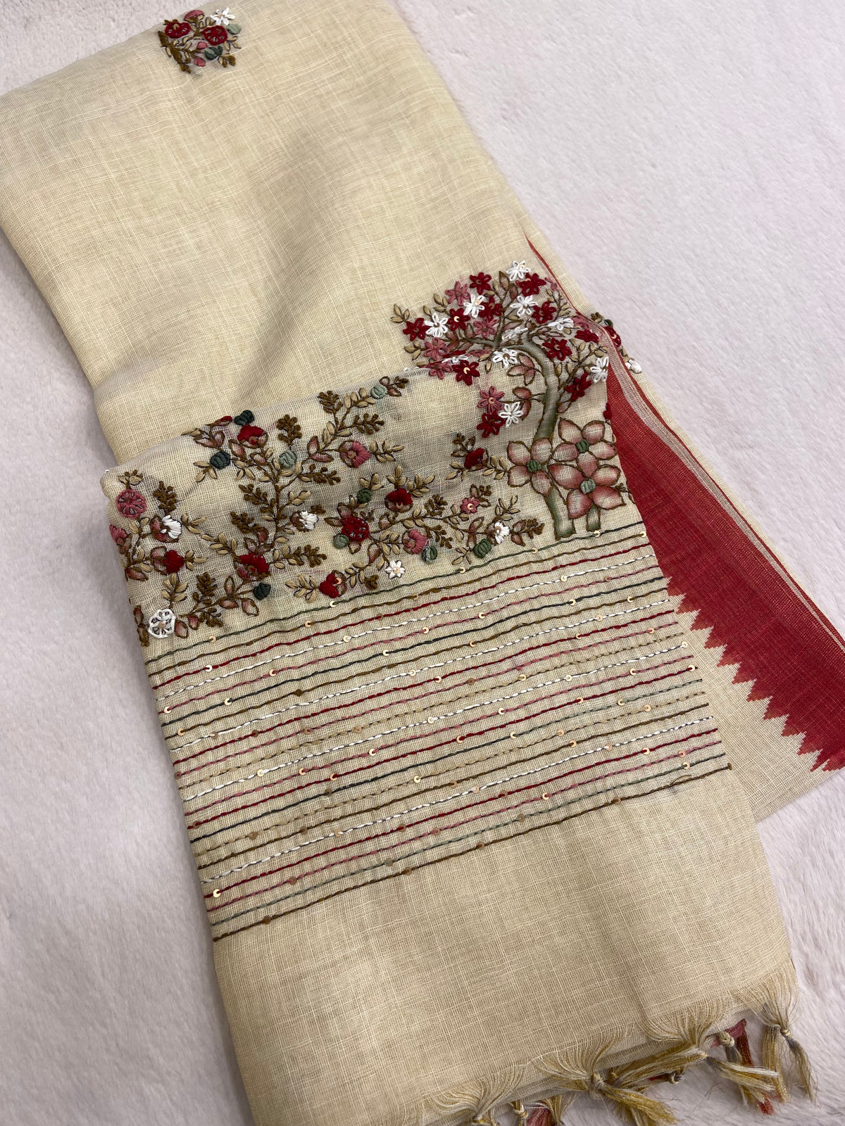 Premium kora organza with kaatha work