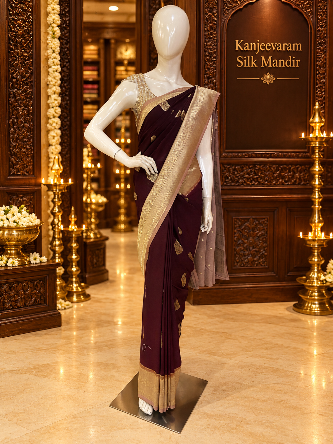Premium Antique Zari Georgette Saree - 902916