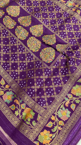 Premium Banarasi crepe Kalamkari saree