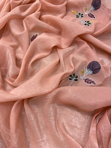 Premium Crush Organza Saree (peach)