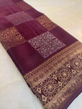 Pure Chinnon crepe Saree- 902541 Wine