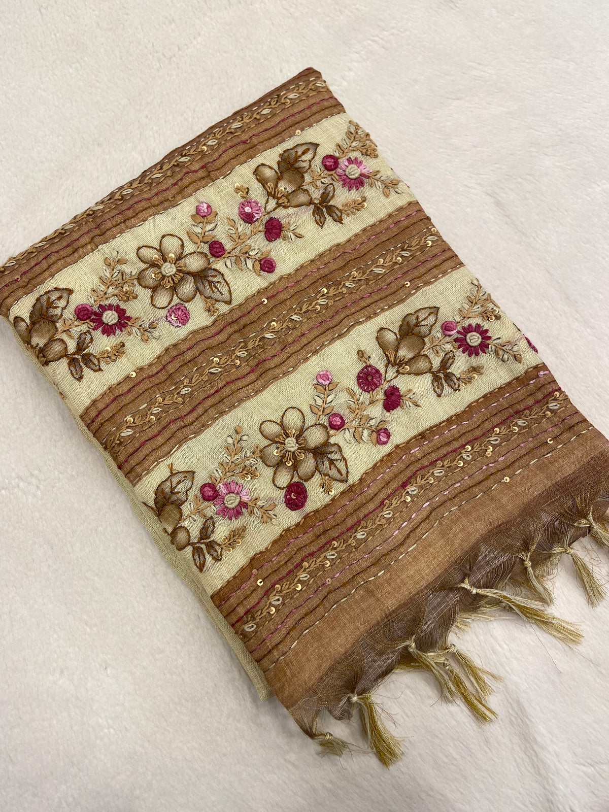 Premium kora organza with kaatha work✨