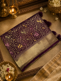 Premium Banarasi Crepe Satin Silk Saree (Wine)