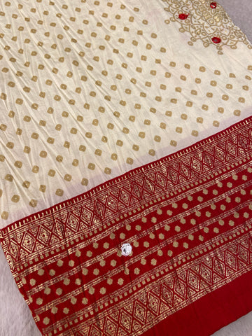 Premium Semi Gajji Modal Silk Saree (Off White)