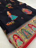 Premium Banarasi Crepe Kalamkari Saree