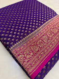 Pure crepe khaddi Banarasi saree- Silk mark certified- Purple