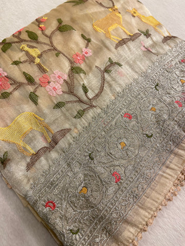 Pure tissue organza saree