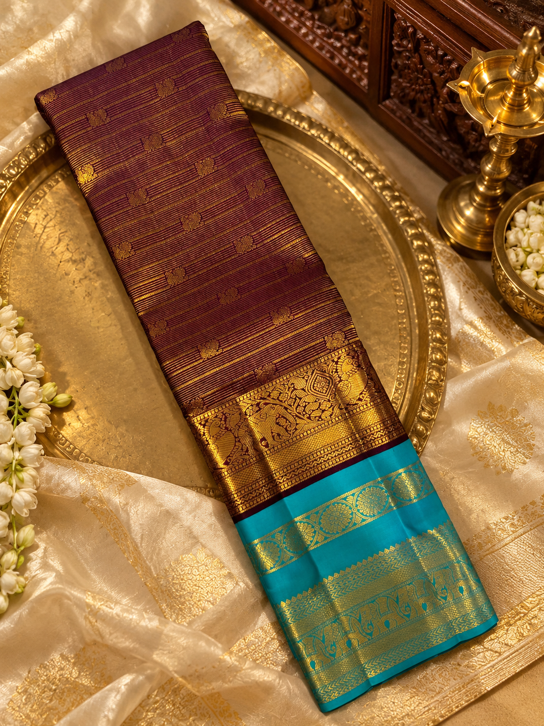 Pure 1G zari handloom Kanjeevaram silk saree- Silk mark certified- PS2460
