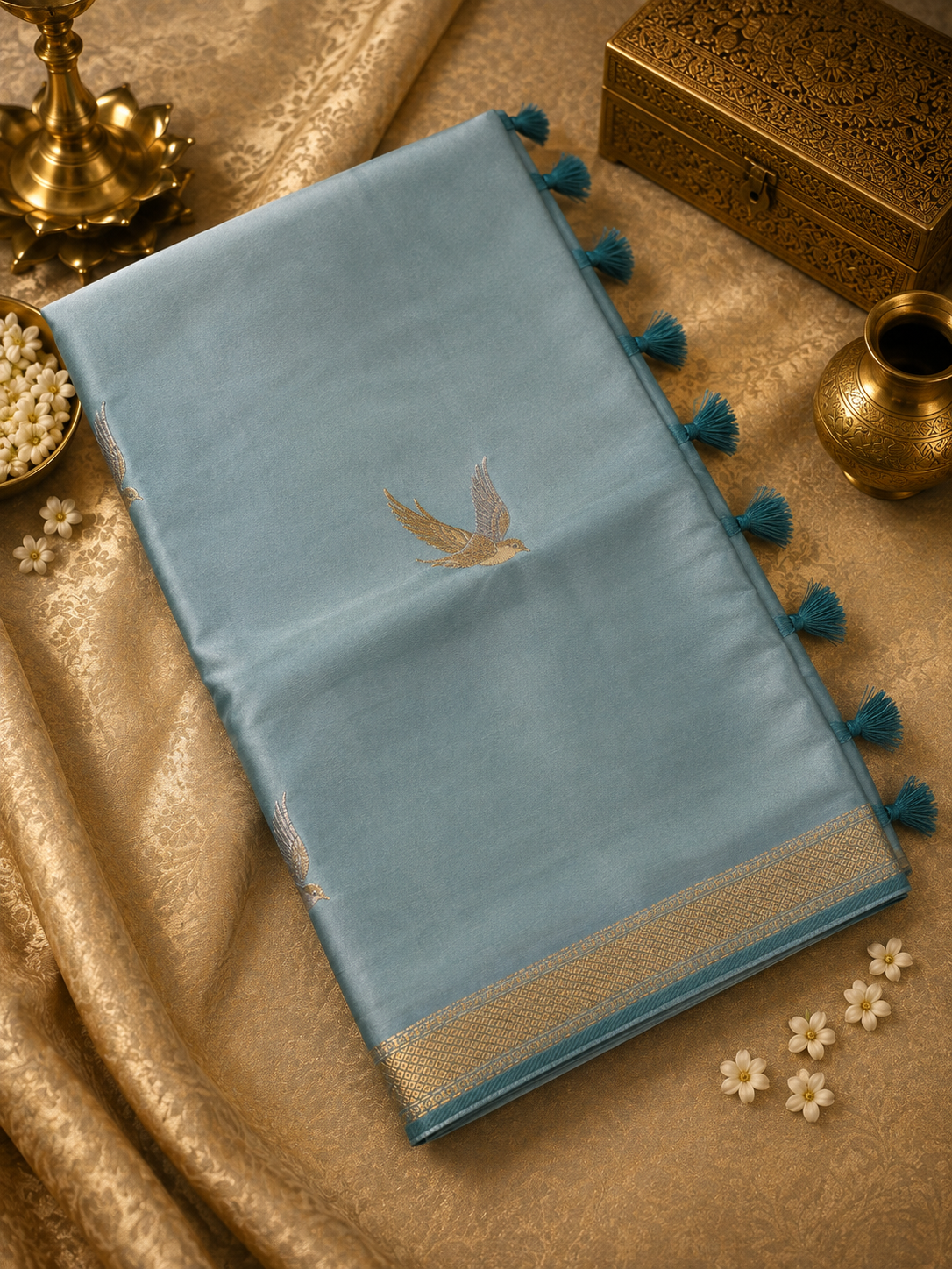 Pure crepe satin silk saree