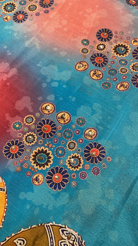 Banarasi Kalamkari Saree With Mirror Work