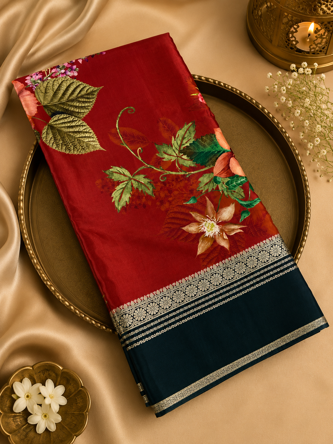 Pure Mix Printed Mysore Crepe Silk Saree