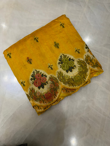 Premium Quality Semi Mashru Silk Saree with Scalloped border