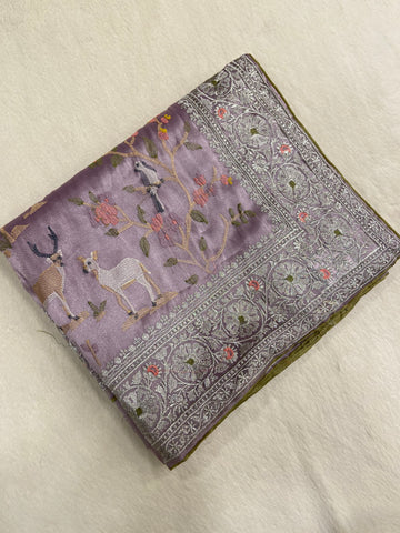 Pure Tissue Organza Saree (Lavender)