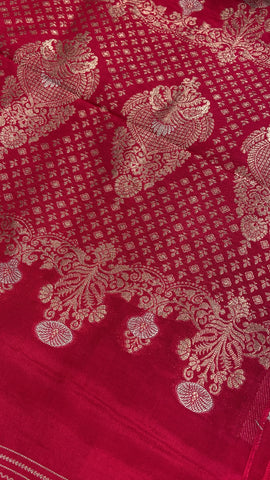 Pure Chinnon Saree (Pink)