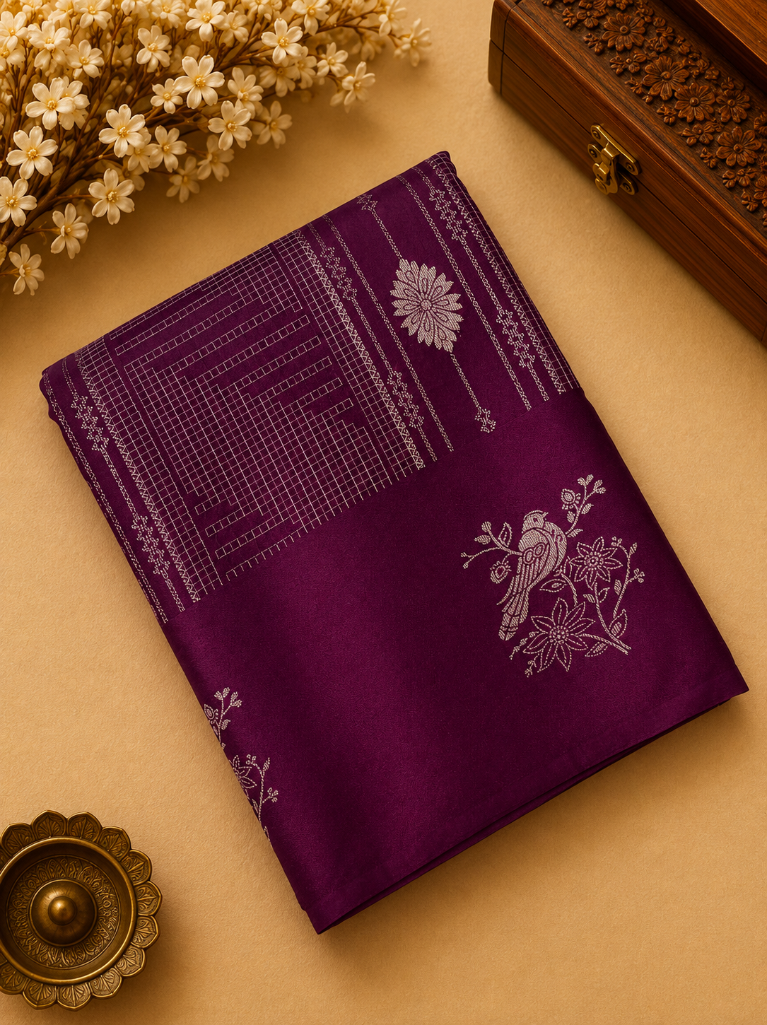 Premium Crepe Satin Silk Saree (dark)