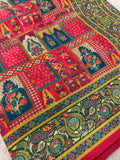 Premium Banarasi Crepe Satin Kalamkari Saree