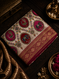 Premium Banarasi Crepe Kalamkari Saree