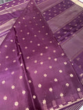 Pure Mix Crepe Mysore Silk Saree  (Deep wine)