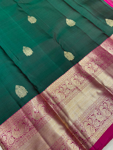 Pure 1G Zari Handloom Kanjeevaram Silk Mark Certified Saree