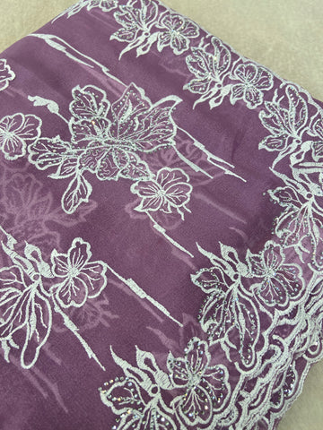 Premium Soft Organza Saree (Lavender)