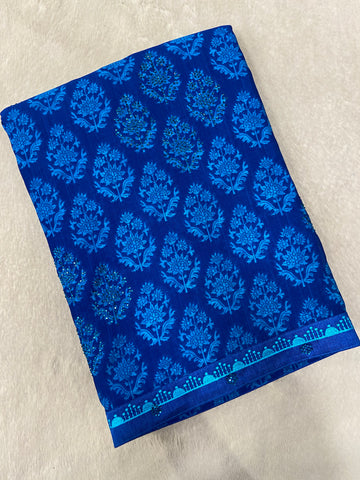Semi crepe saree with stone work