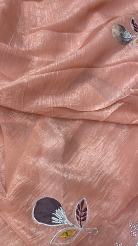 Premium Crush Organza Saree (peach)