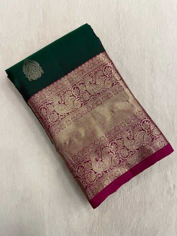 Pure 1G Zari Handloom Kanjeevaram Silk Mark Certified Saree