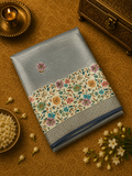 Premium Banarasi Crepe Silk Saree 🩶