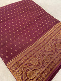 Premium Georgette Saree with Coco Zari Work (wine)